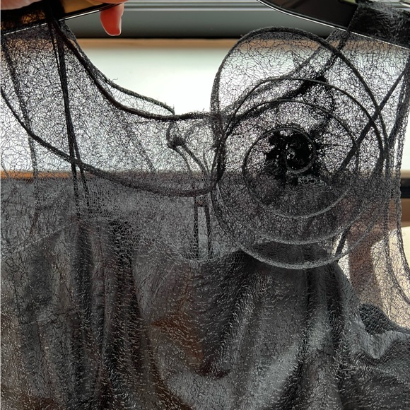 Latrice Black Sheer floral black tie lined dress midi length - Picture 9 of 14